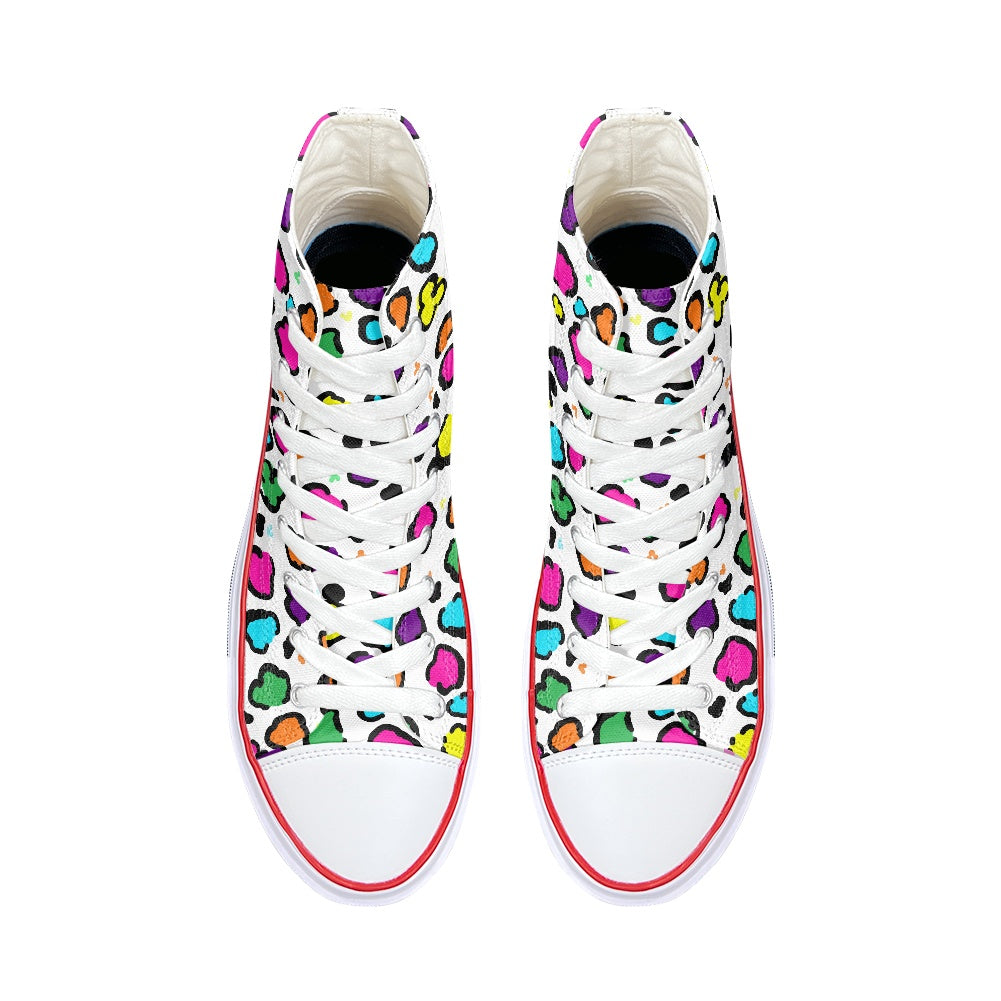 Neon Spots High Top Canvas Shoes