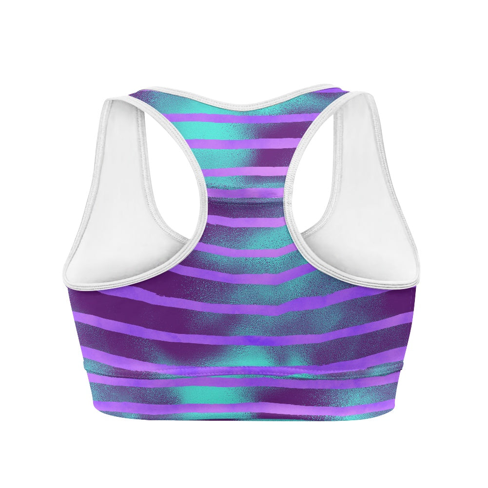 Aqua Purple Stripe Women's Sports Vest
