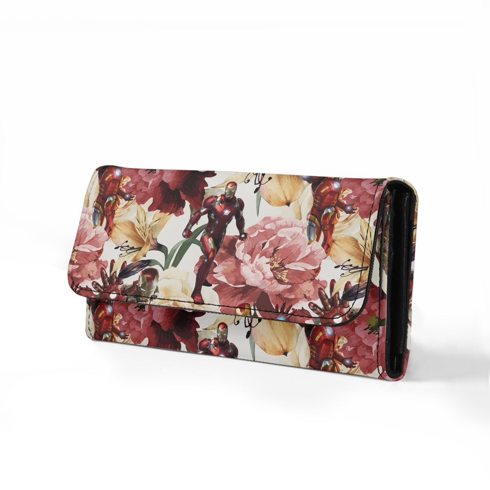 Floral Iron Long Folding Wallet