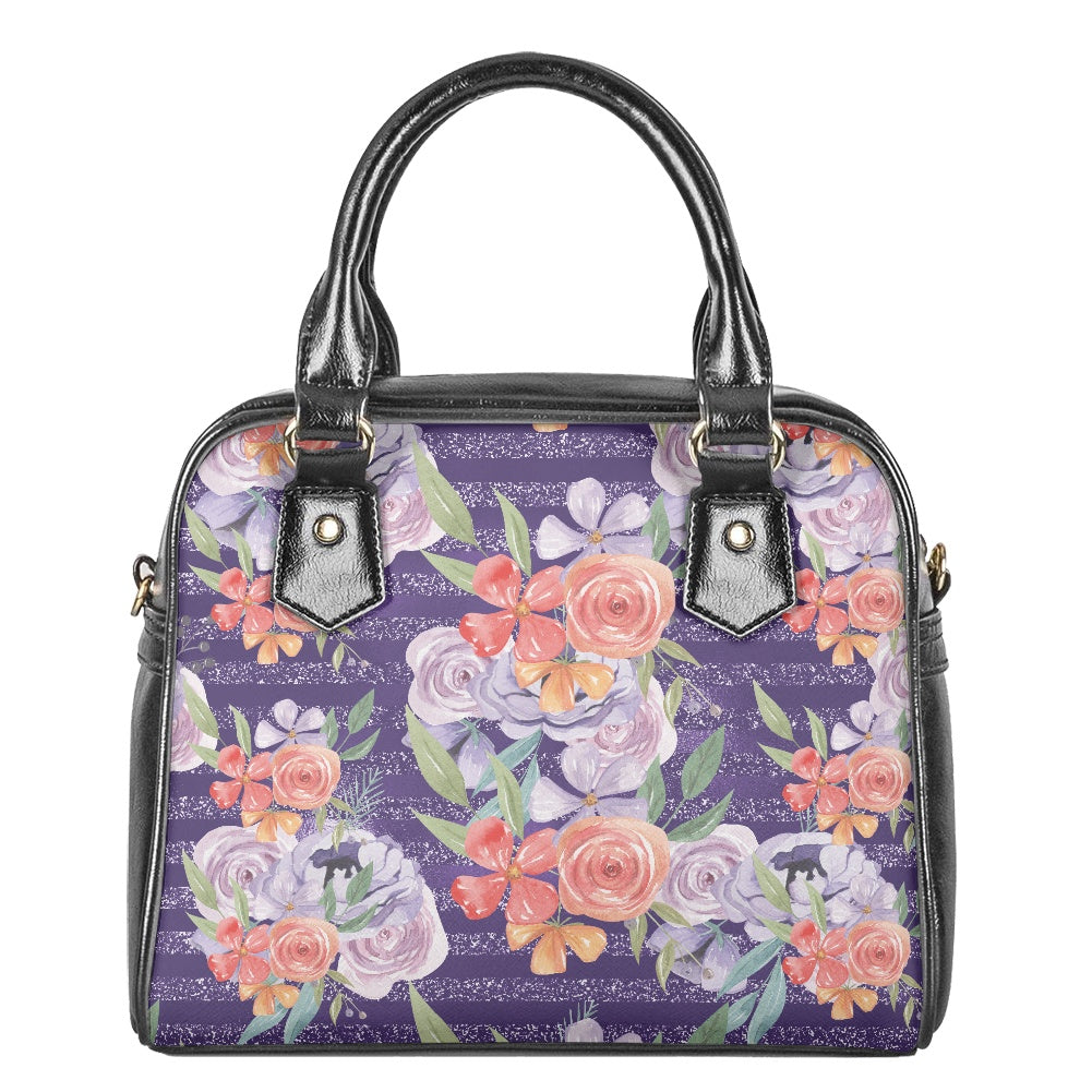 Purple and Peach Floral Bowler Bag