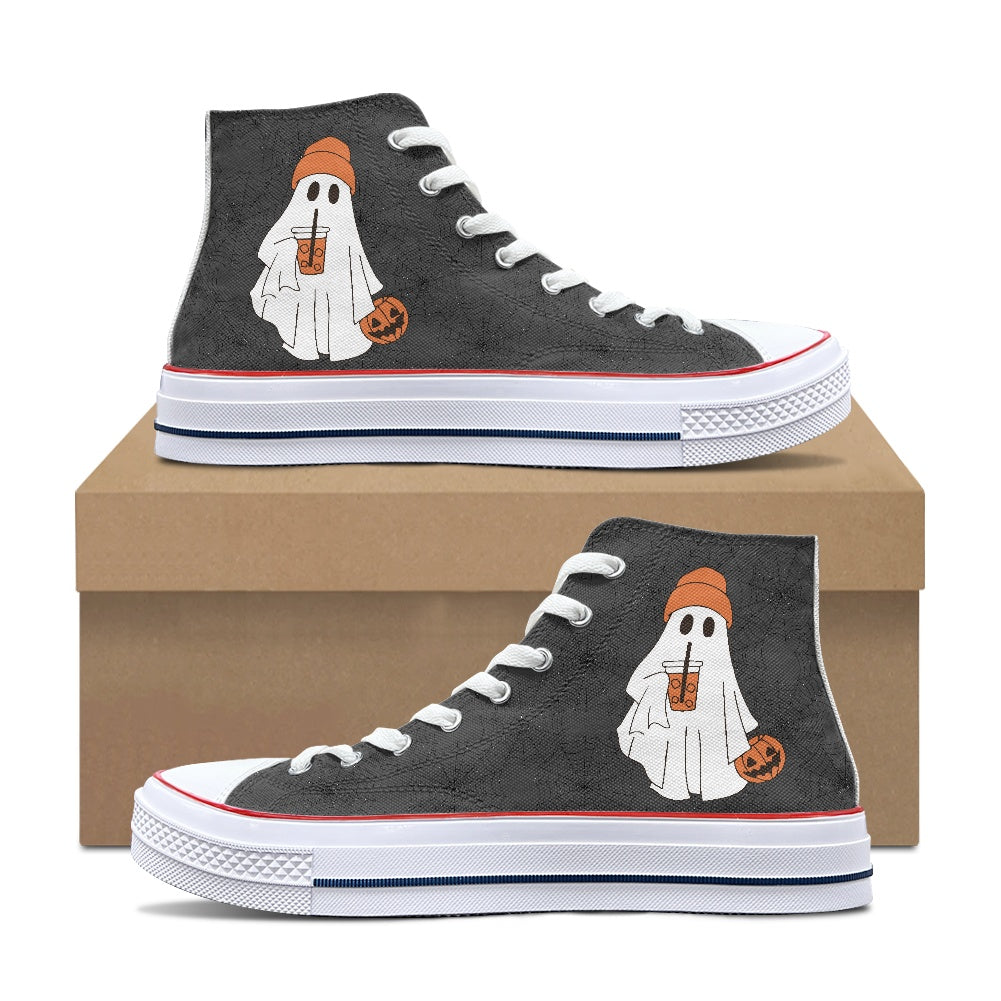 Spooky Coffee High Top Canvas Shoes