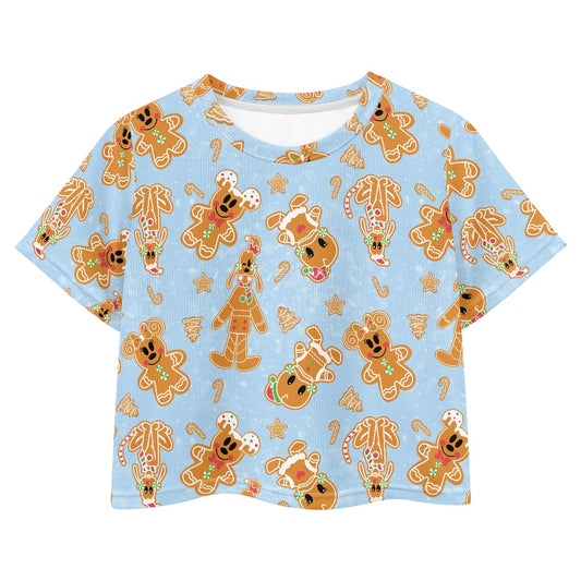 Gingerbread Cookie Pals Loose cropped navel-baring T-shirt