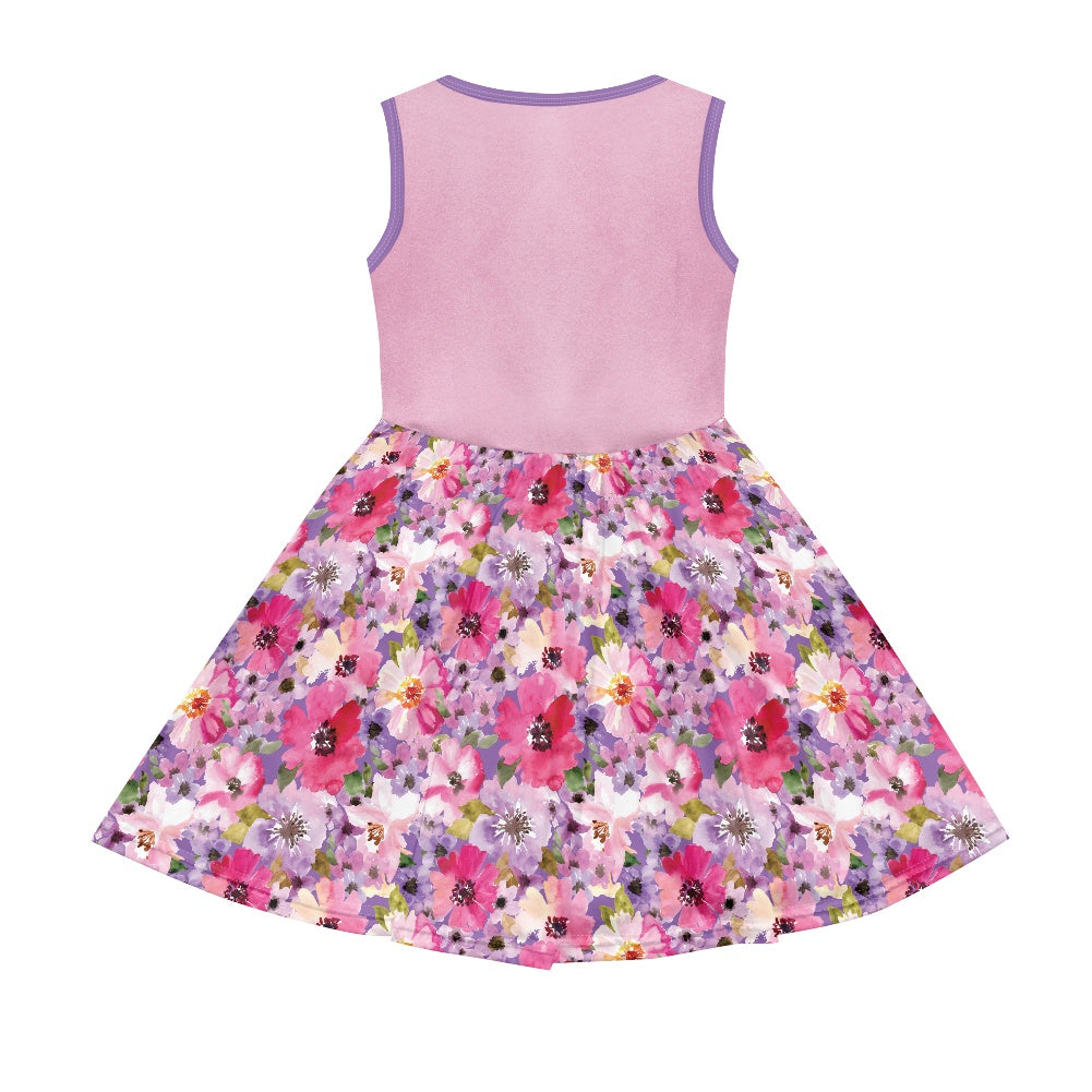 Pink Floral Girl's dress with pockets