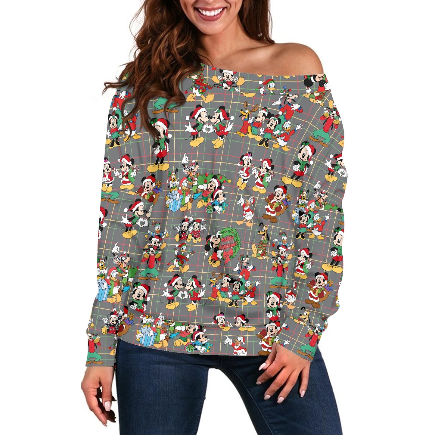 Christmas Buddies Women's one-shoulder top