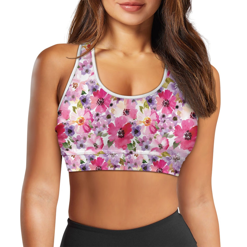 Pink Floral Women's Sports Vest