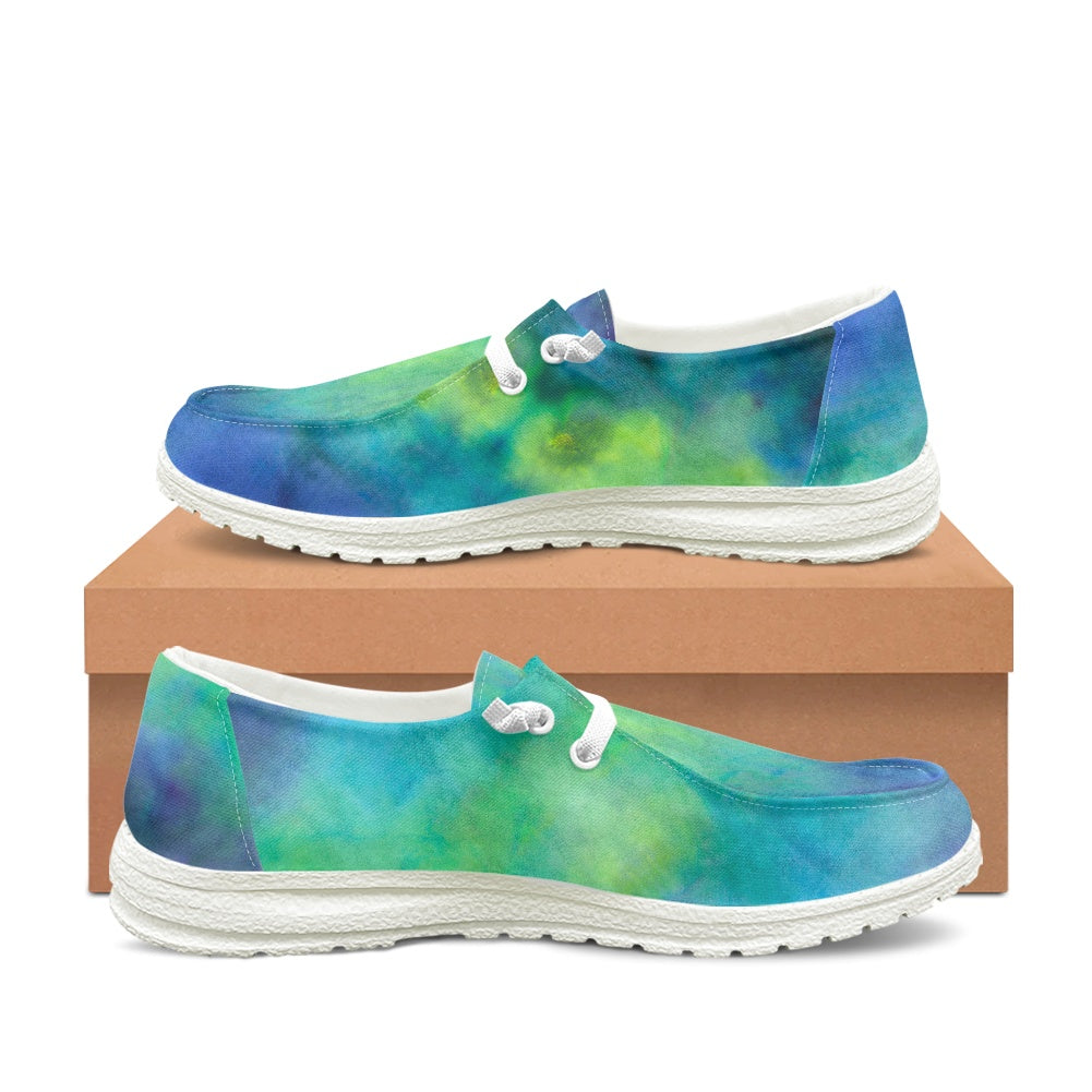 Aqua Tie Dye Men's Lace Up Loafers