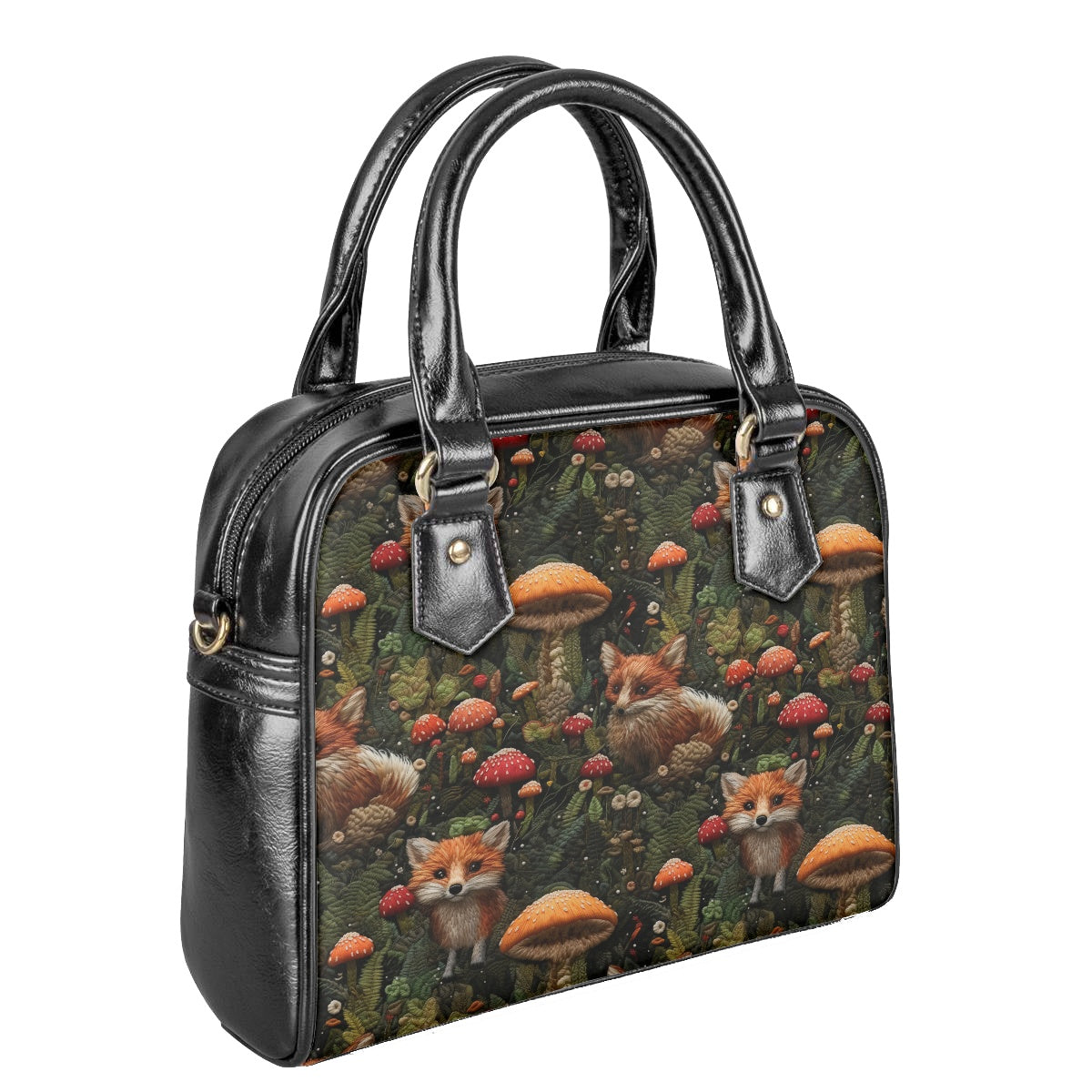 Fox and Mushrooms Bowler Bag