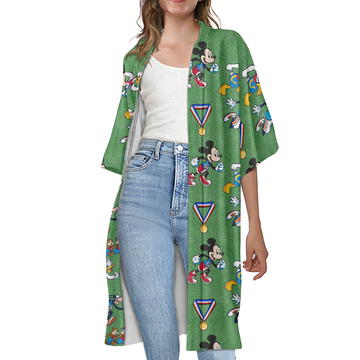 Medal Run Women's Half Sleeve Kimono Cardigan