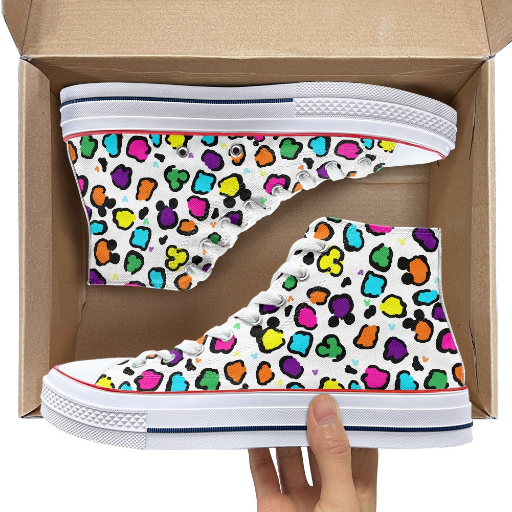 Neon Spots High Top Canvas Shoes