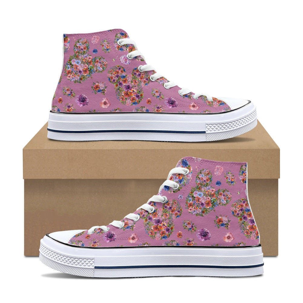 Floral Mouse High Top Canvas Shoes