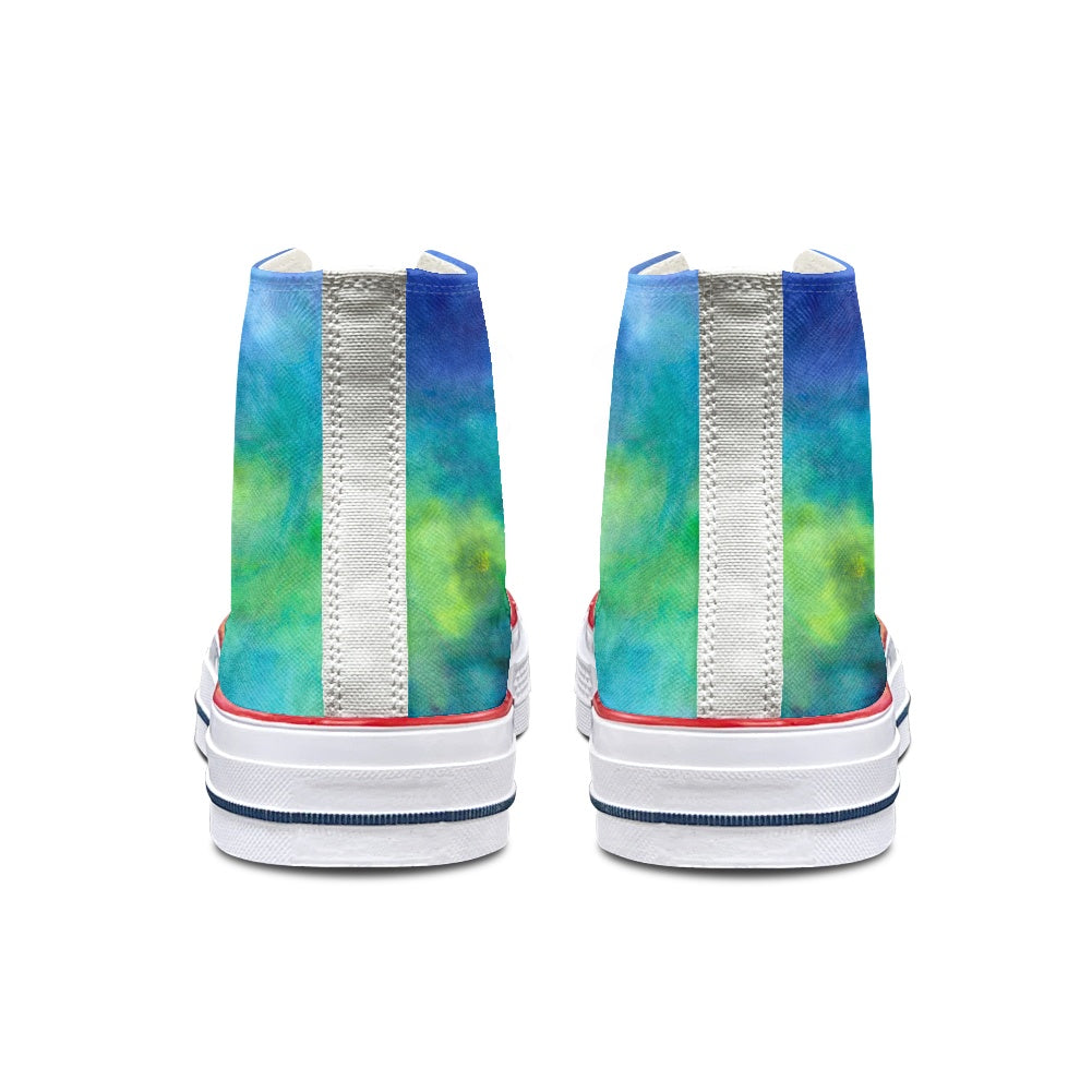 Aqua Tie Dye High Top Canvas Shoes