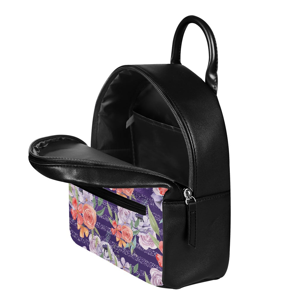 Purple and Peach Floral Small Backpack