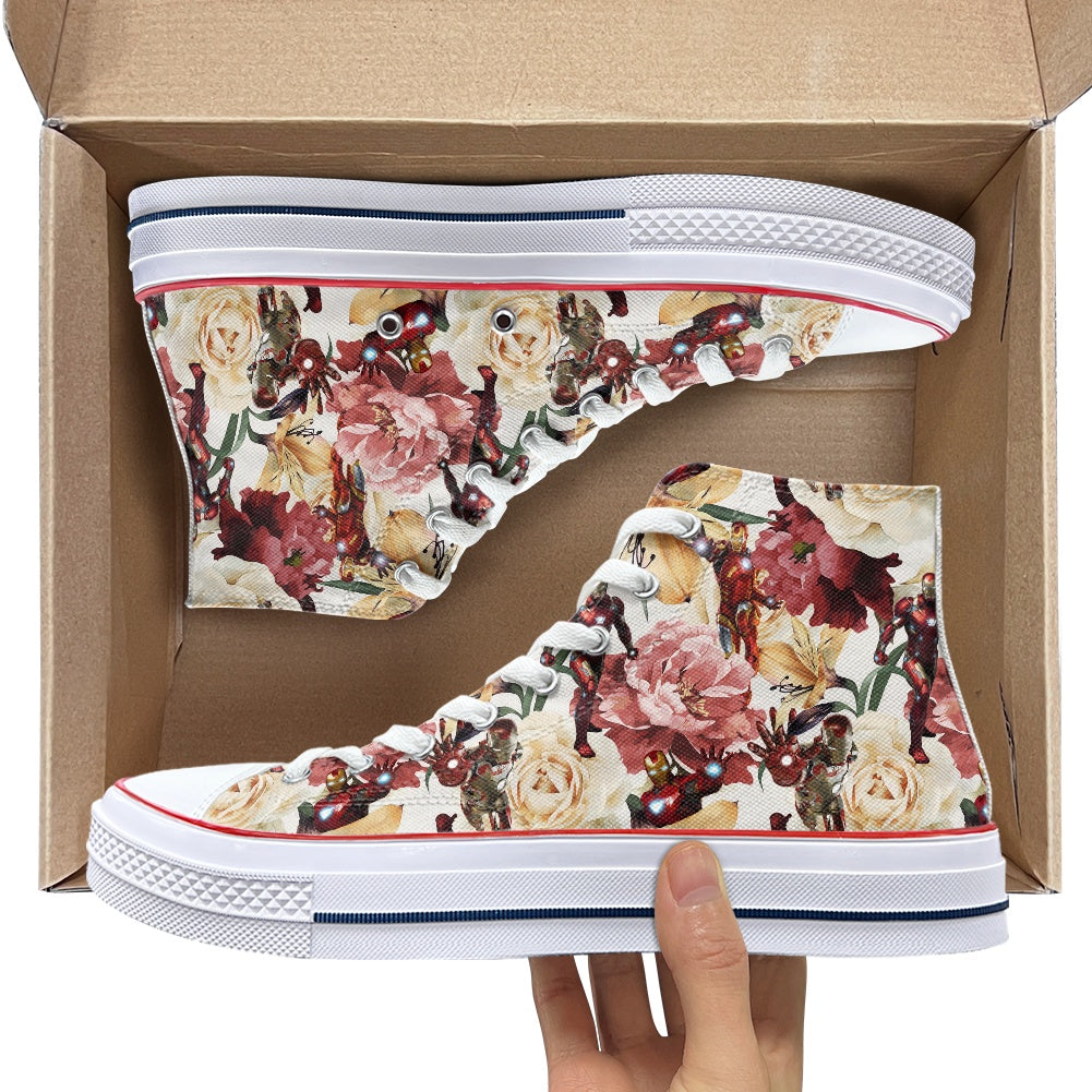 Floral Iron High Top Canvas Shoes