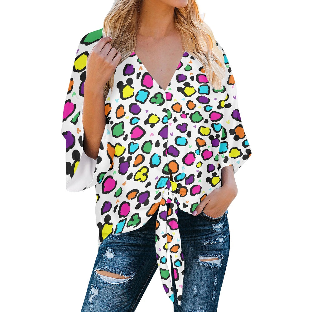 Neon Spots Women‘s’ V-neck Streamers Blouse