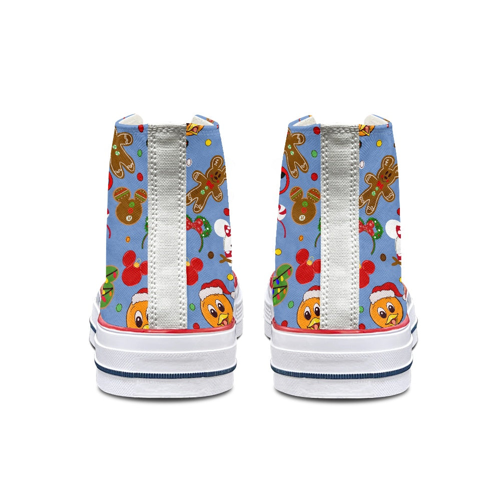 Christmas Sketch High Top Canvas Shoes