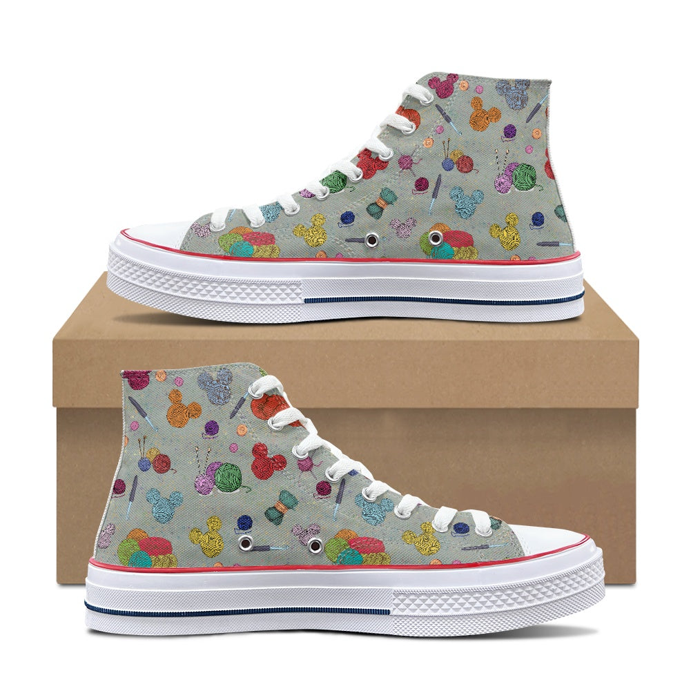 Mouse Yarn High Top Canvas Shoes