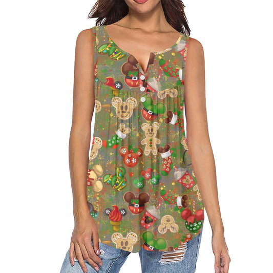 Christmas Cookies Women's Sleeveless V-Neck Top