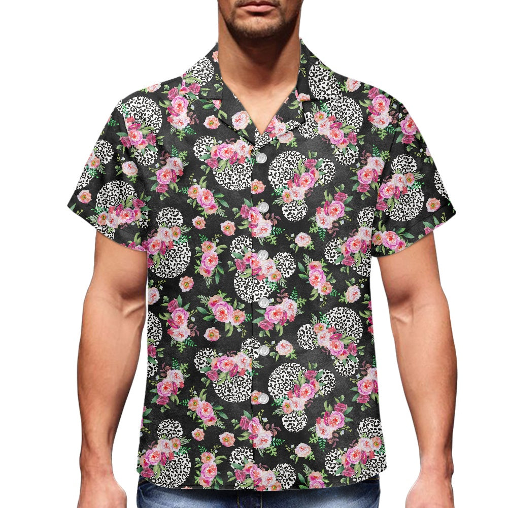 Floral Cheetah Black Hawaiian shirt