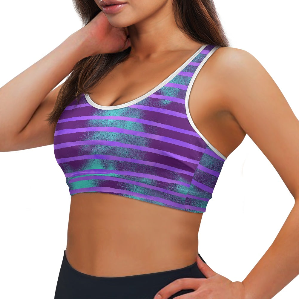 Aqua Purple Stripe Women's Sports Vest