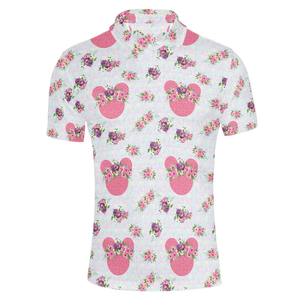 Pink Floral Crowns Polo T-shirt