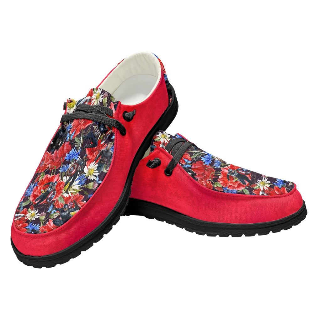 Floral Cap Men's Lace Up Loafers