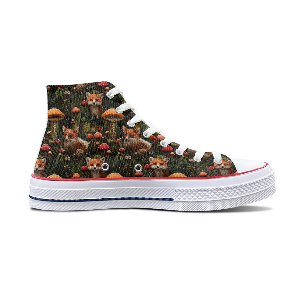 Fox and Mushrooms High Top Canvas Shoes