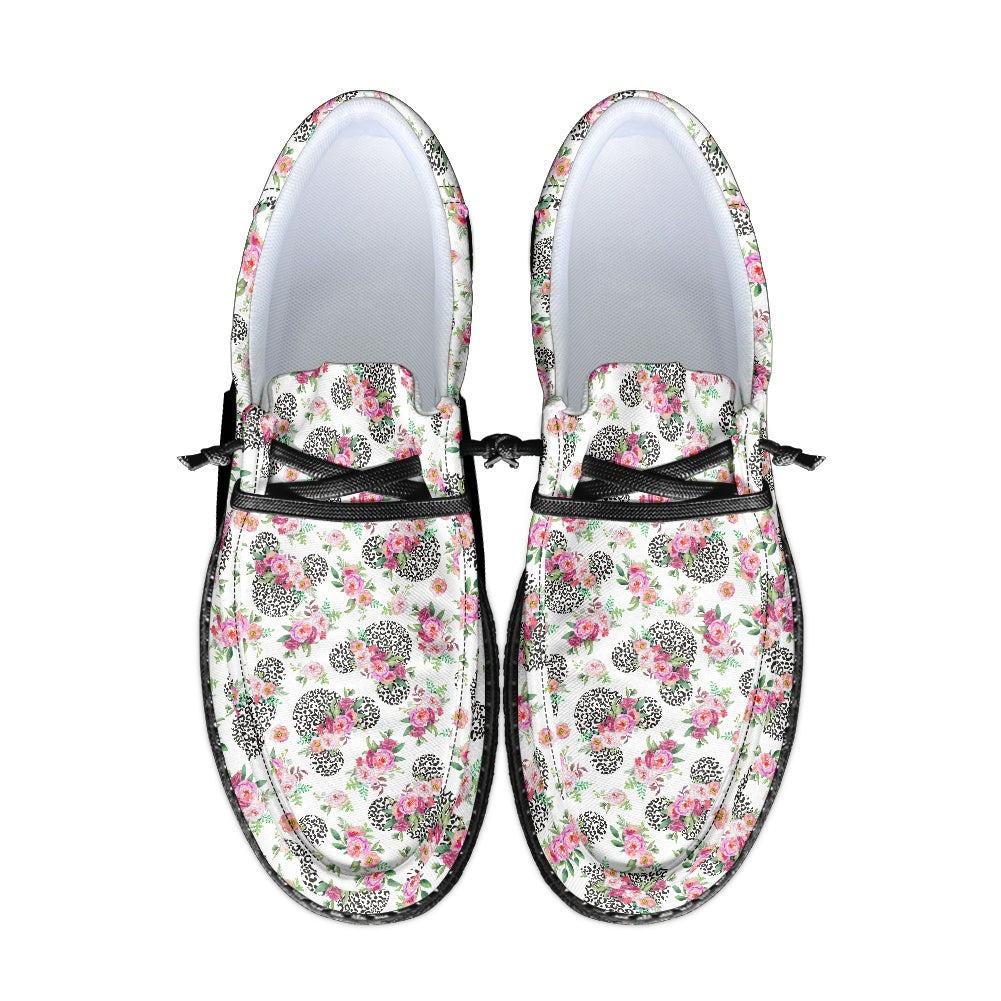 Floral Cheetah White dude shoes