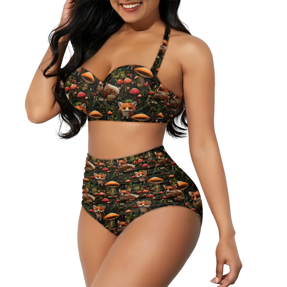 Fox and Mushrooms Two-piece Swimsuit