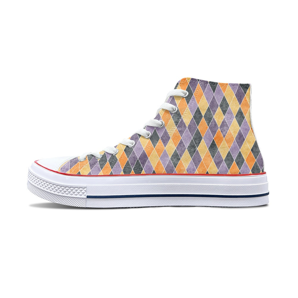 Harlequin Plaid High Top Canvas Shoes