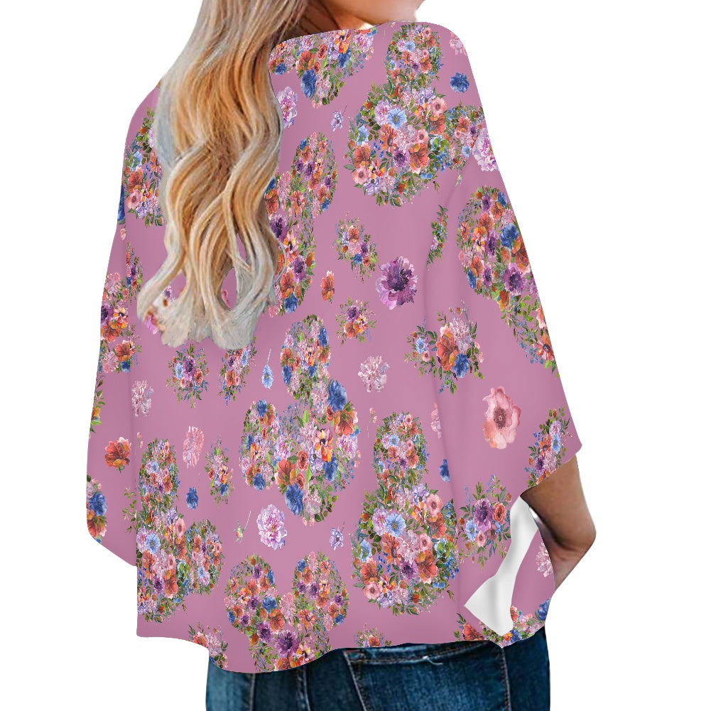 Floral Mouse Women‘s’ V-neck Streamers Blouse