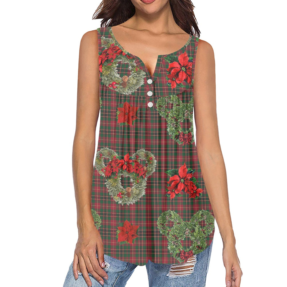 Christmas Wreaths Women's Sleeveless V-Neck Top