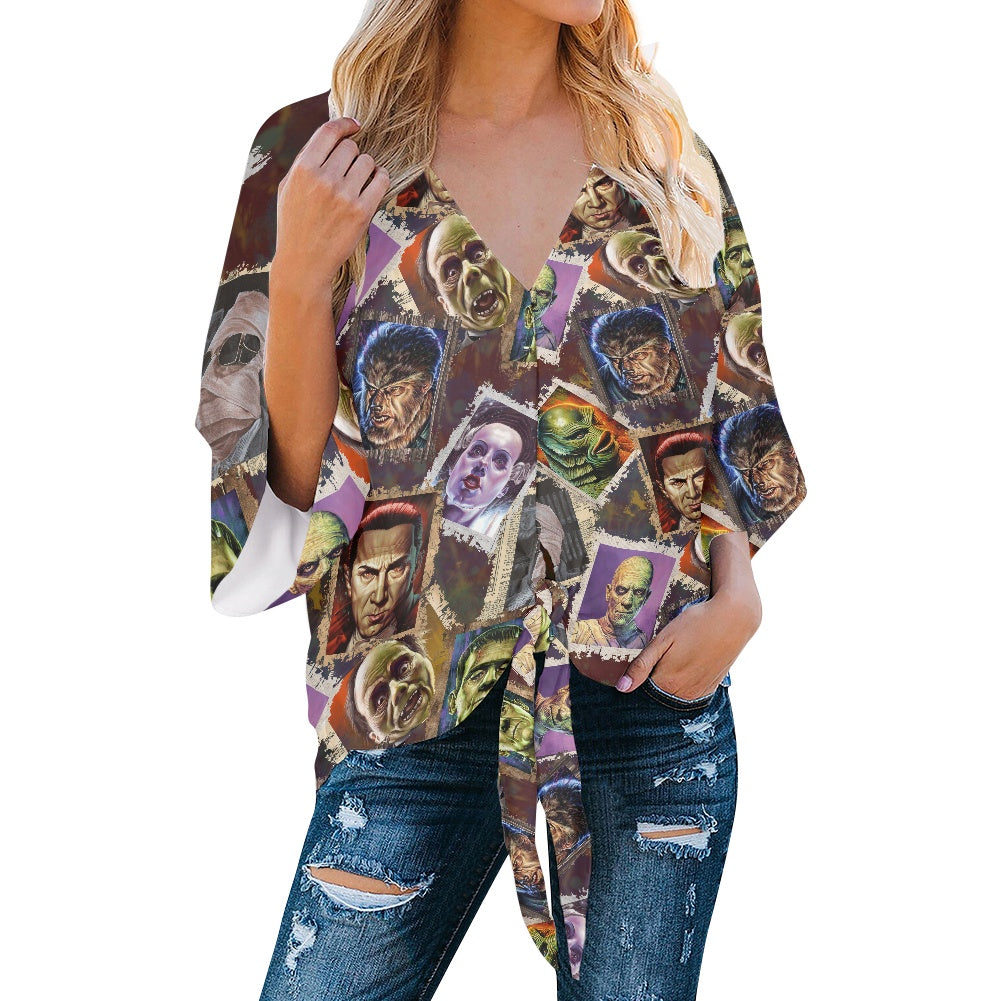 Movie Monsters Women‘s’ V-neck Streamers Blouse