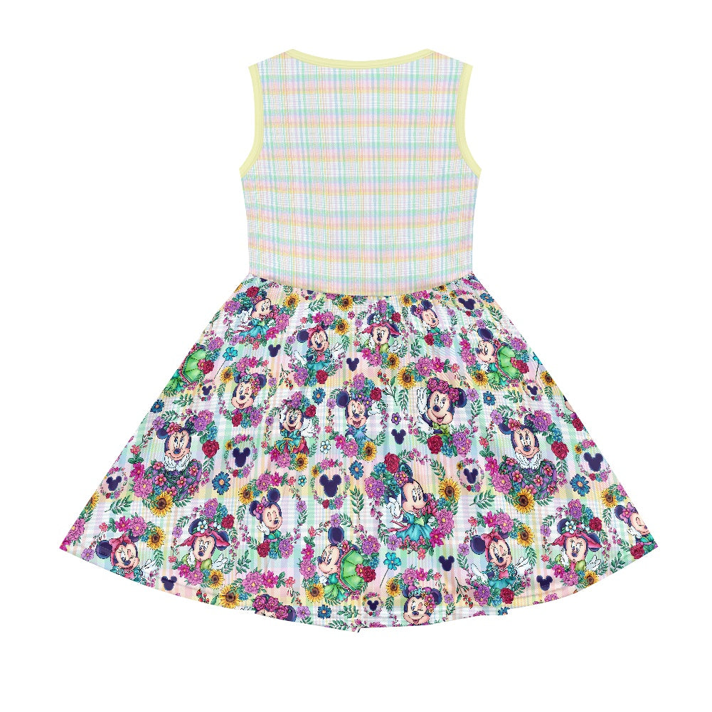 Floral Min Polyester Girl's Dress with Pockets