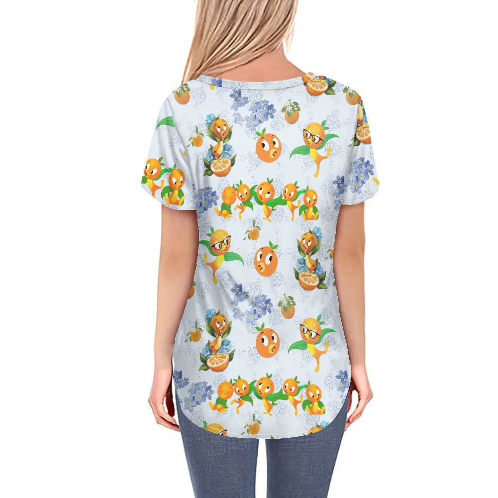 Classic Orange Bird Women's V-neck Top