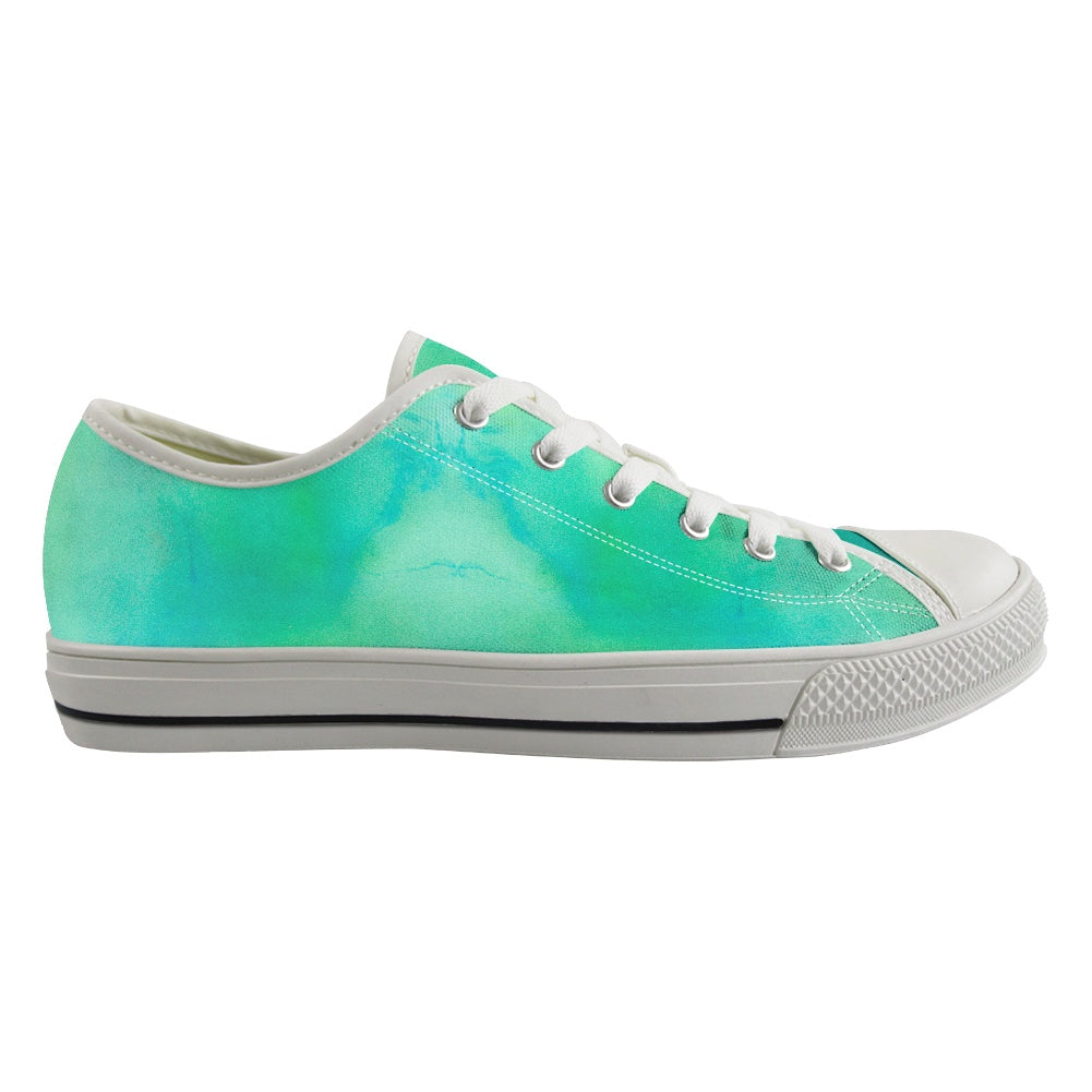 Aqua Tie Dye Light Adult Classic Low Top Canvas Shoes-Heavy Bottom