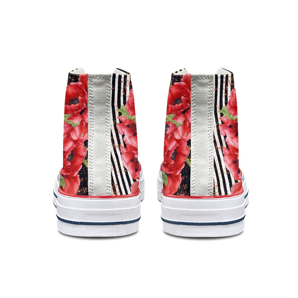 Poppy Stripe High Top Canvas Shoes