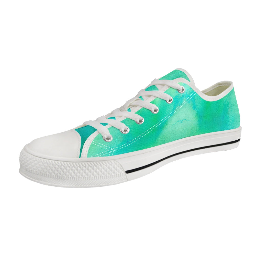 Aqua Tie Dye Light Adult Classic Low Top Canvas Shoes-Heavy Bottom