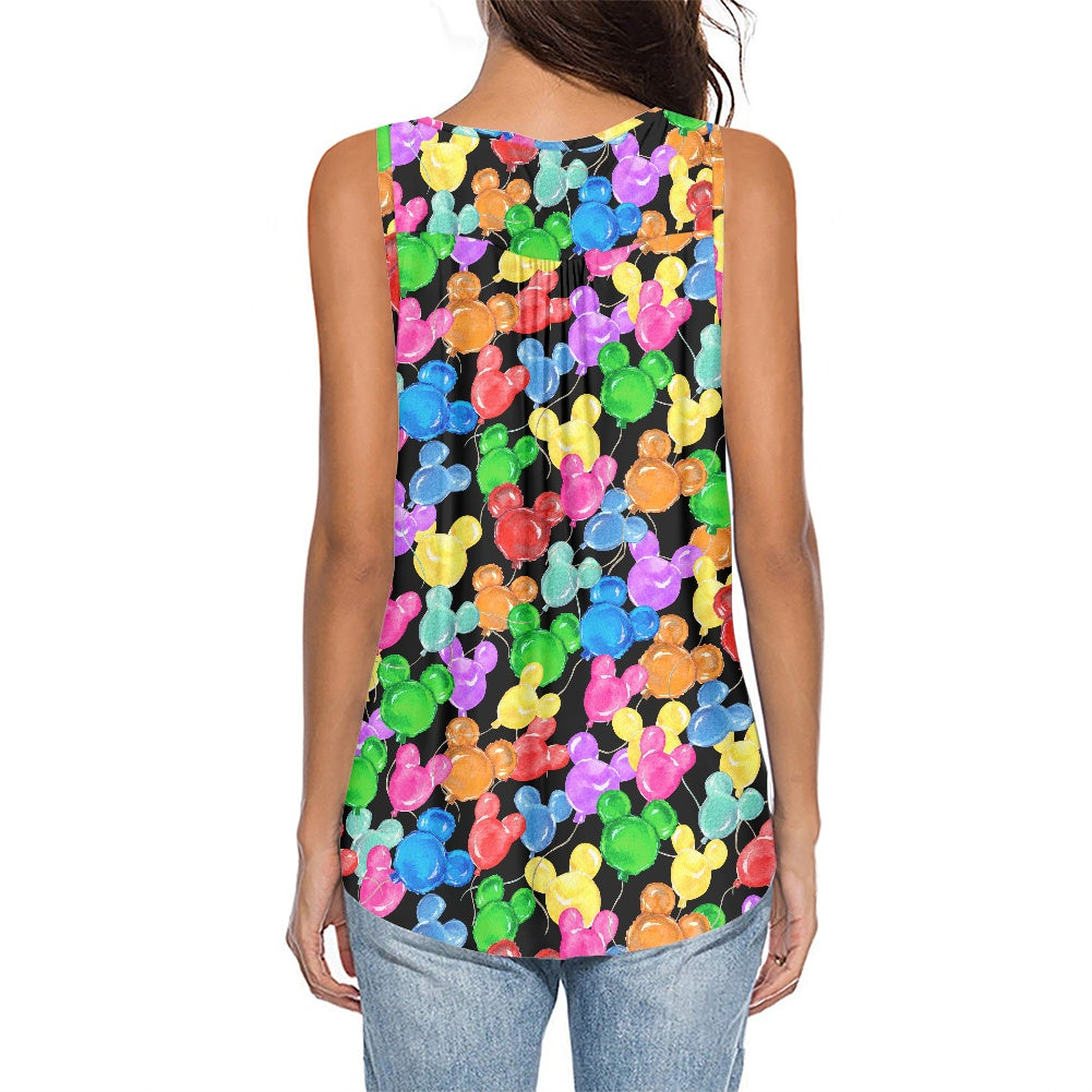 Mouse Balloons Women's Sleeveless V-Neck Top