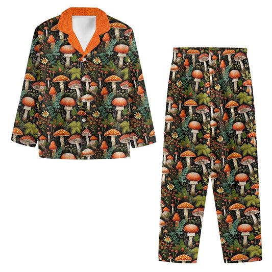 Burnt Orange Mushrooms Pajamas (button)