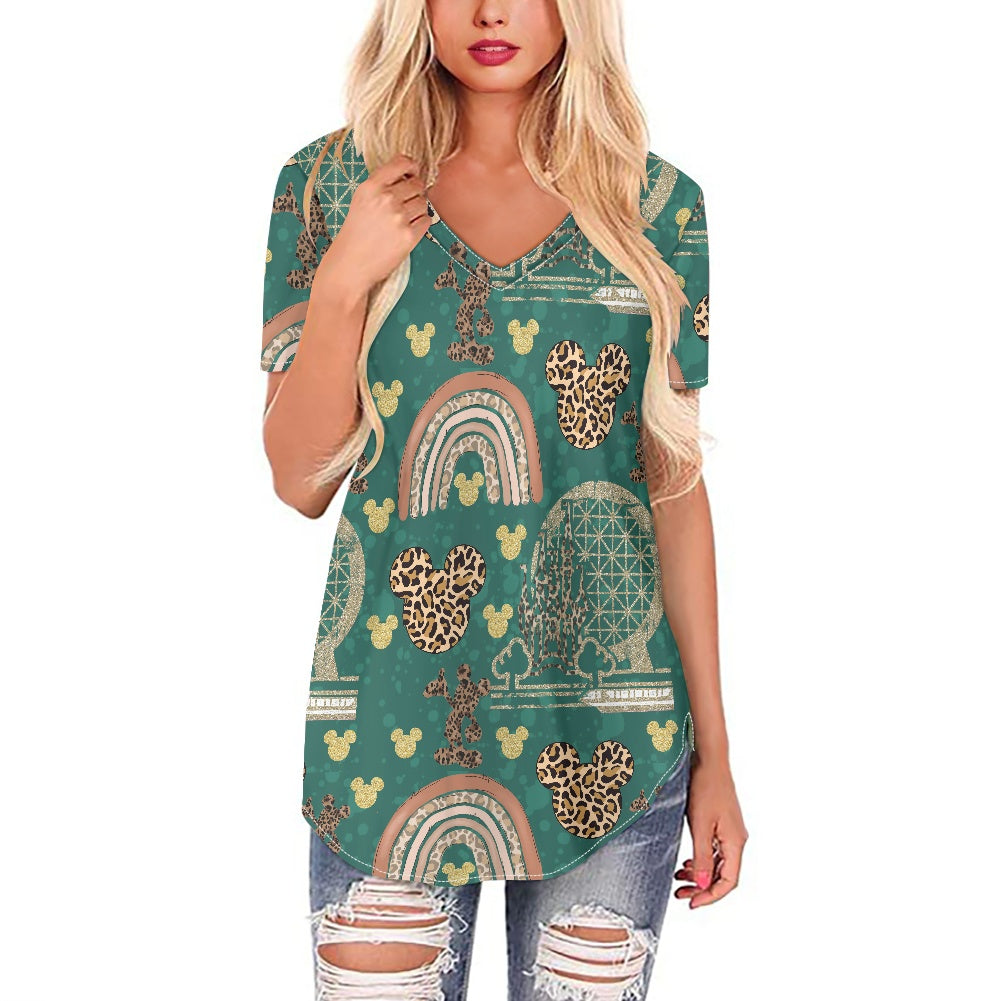 Cheetah Rainbow Women's V-neck Top