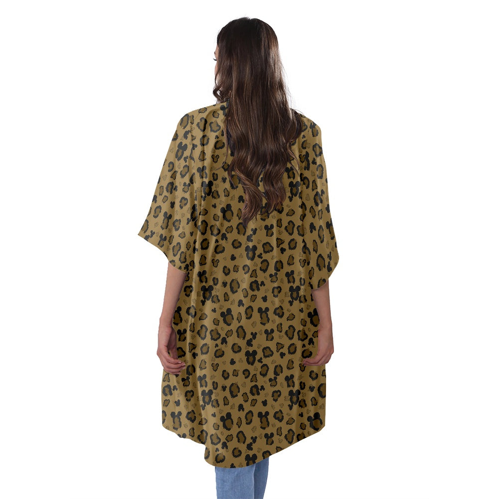 Cheetah Mouse Women's Half Sleeve Kimono Cardigan