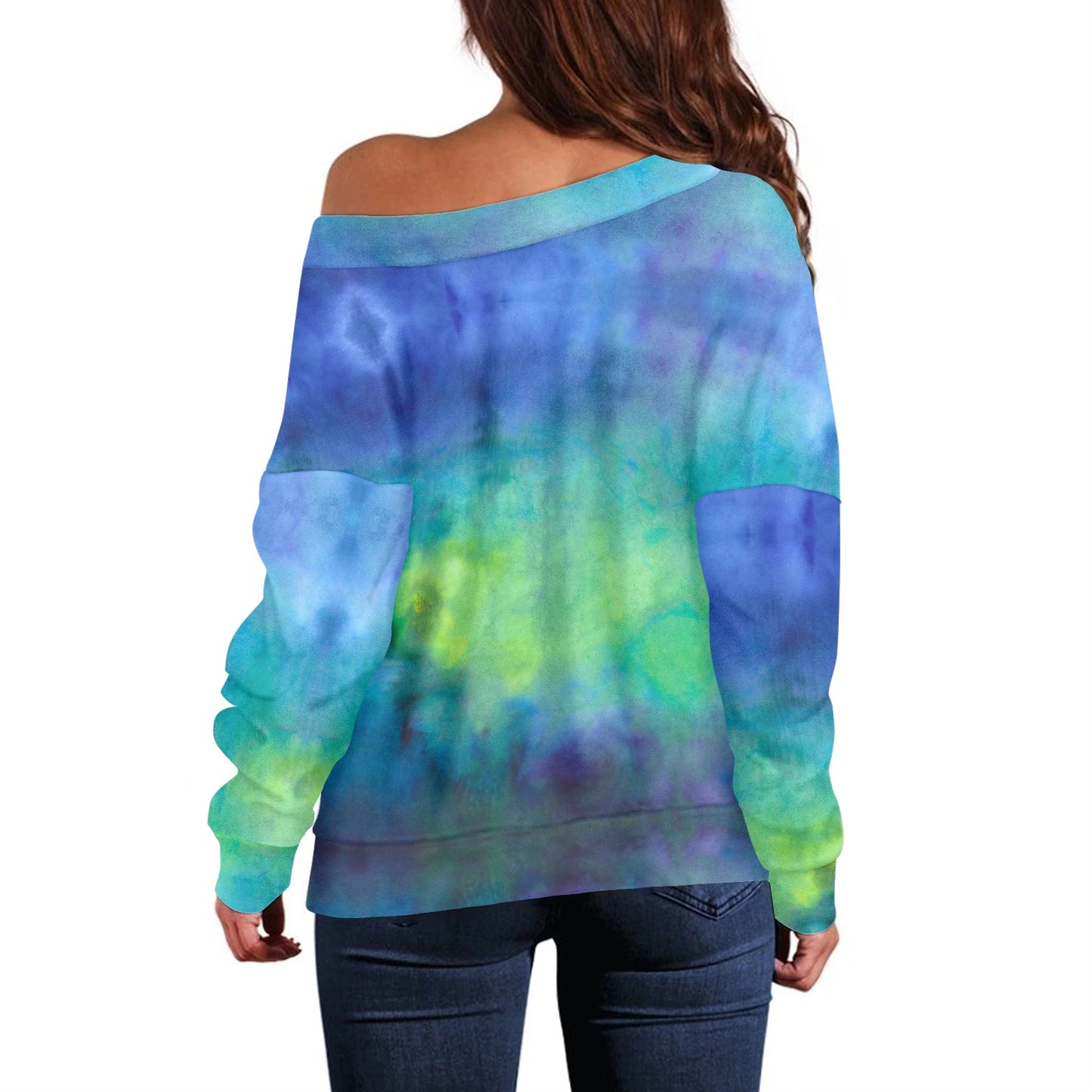 Aqua Tie Dye Women's one-shoulder top