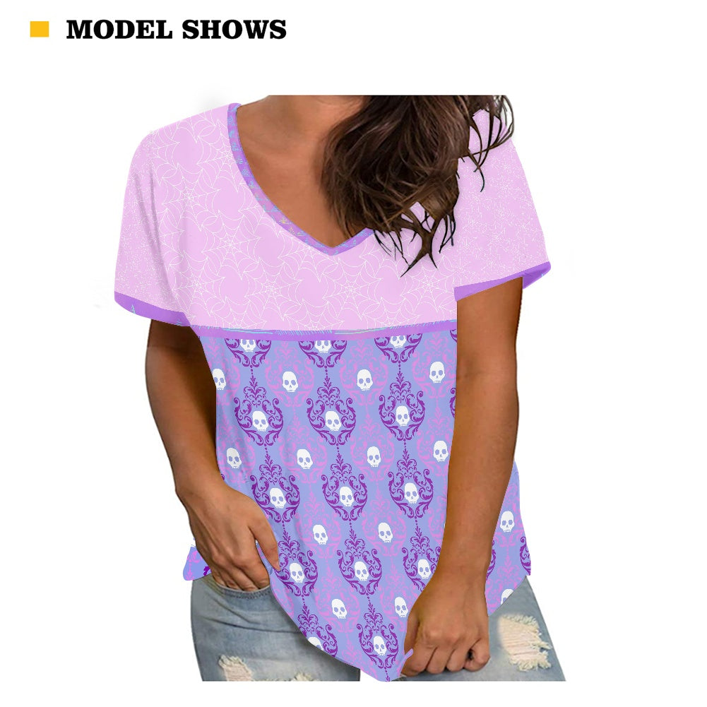Purple Skull Women's V-neck Top