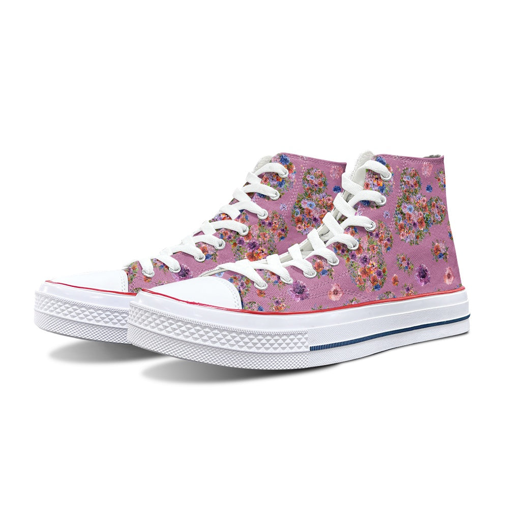 Floral Mouse High Top Canvas Shoes