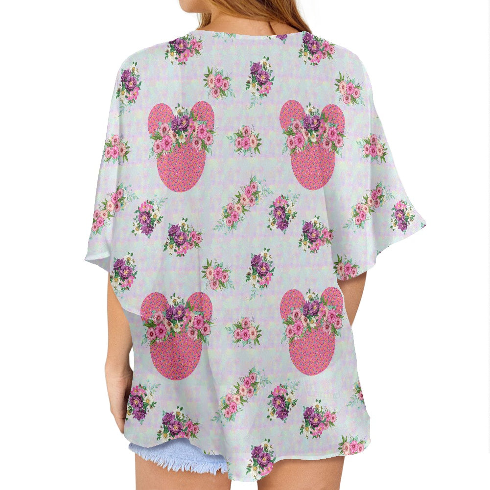 Pink Floral Crown Women's cardigan chiffon shirt