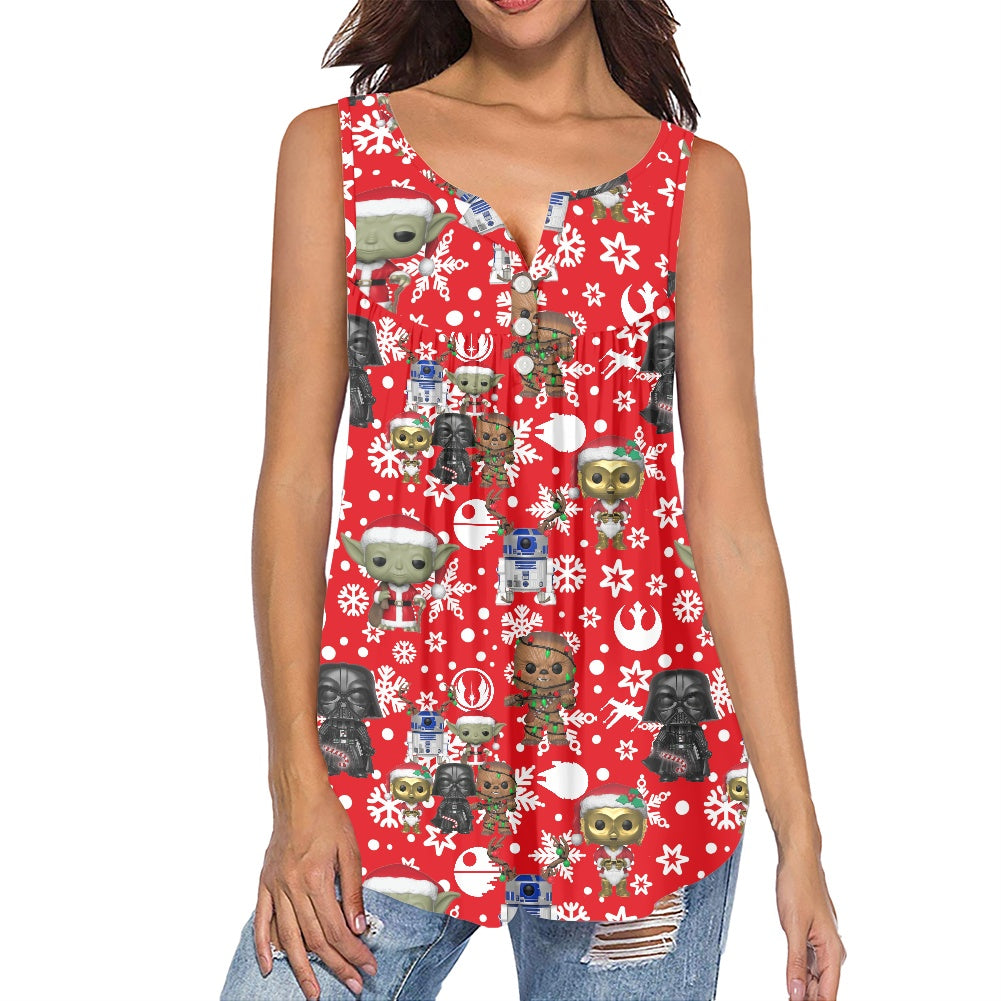 SW Pop Christmas Women's Sleeveless V-Neck Top