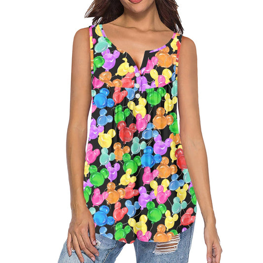 Mouse Balloons Women's Sleeveless V-Neck Top