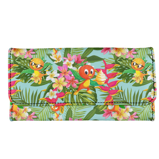 Tropical Orange Bird Long Folding Wallet