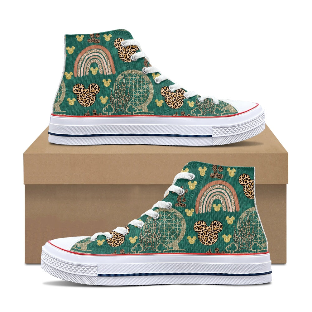 Cheetah Rainbow High Top Canvas Shoes