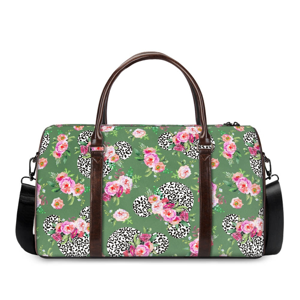 Floral Cheetah Green Travel Handbag